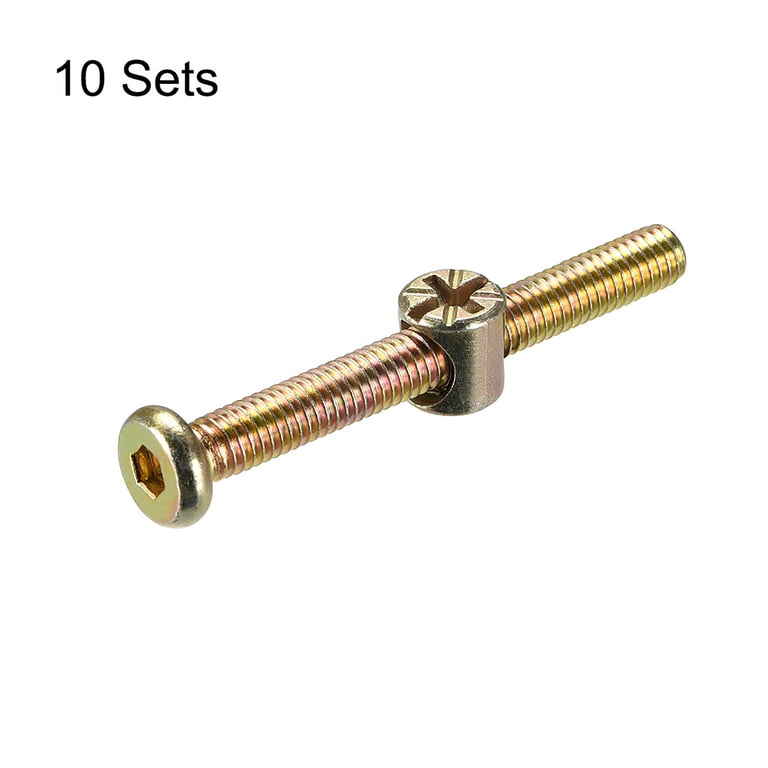 uxcell M6 x 110mm Furniture Bolts Nut Set Hex Socket Screw with Barrel Nuts Phillips-Slotted Zinc Plated 10 Sets 